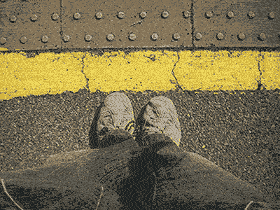 yellow line and feet